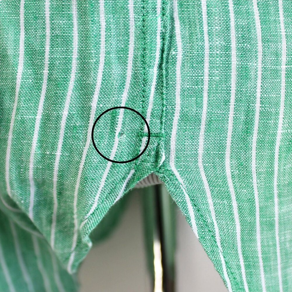 Talbots Linen Shirt Womens Size M Green White Stripe Long Sleeve Button Front - Picture 4 of 8